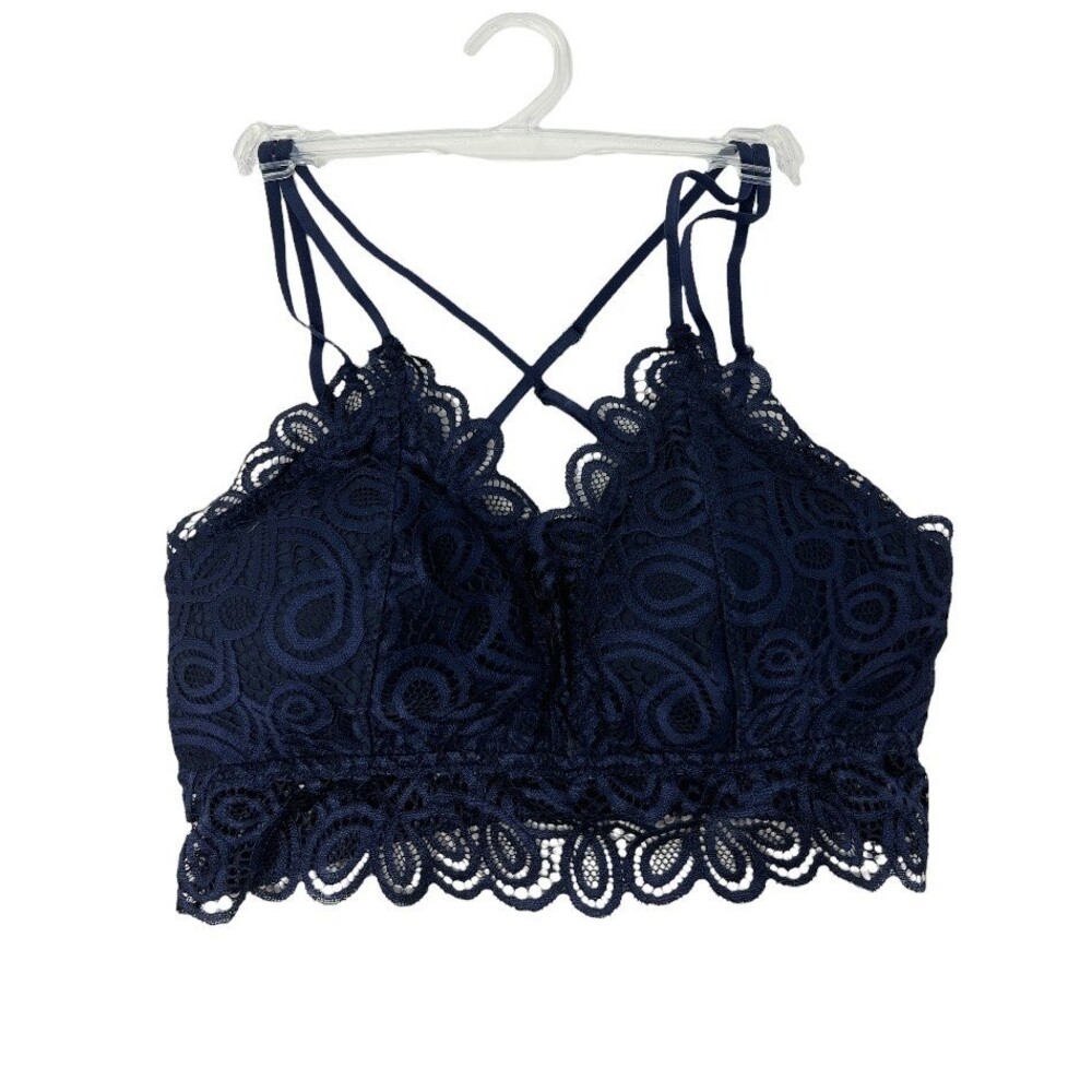 Lace Bra Bralette Medium Navy blue Blake & Co Women's Double Straps